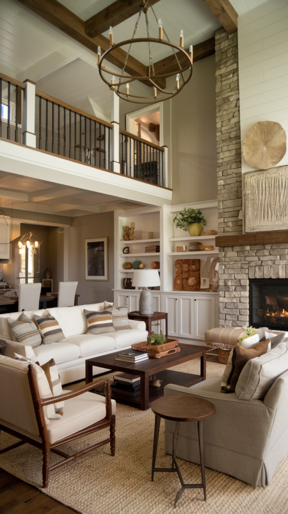 Cozy cottage interior with muted colors