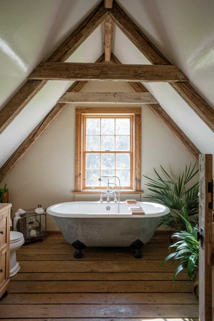 Pastel colored English cottage bathroom