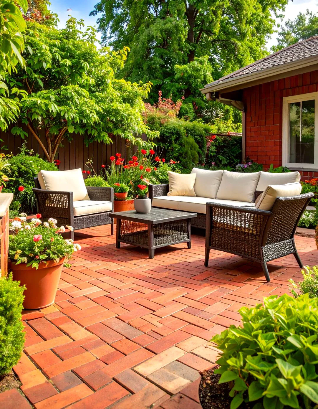 Red Brick Herringbone Patio