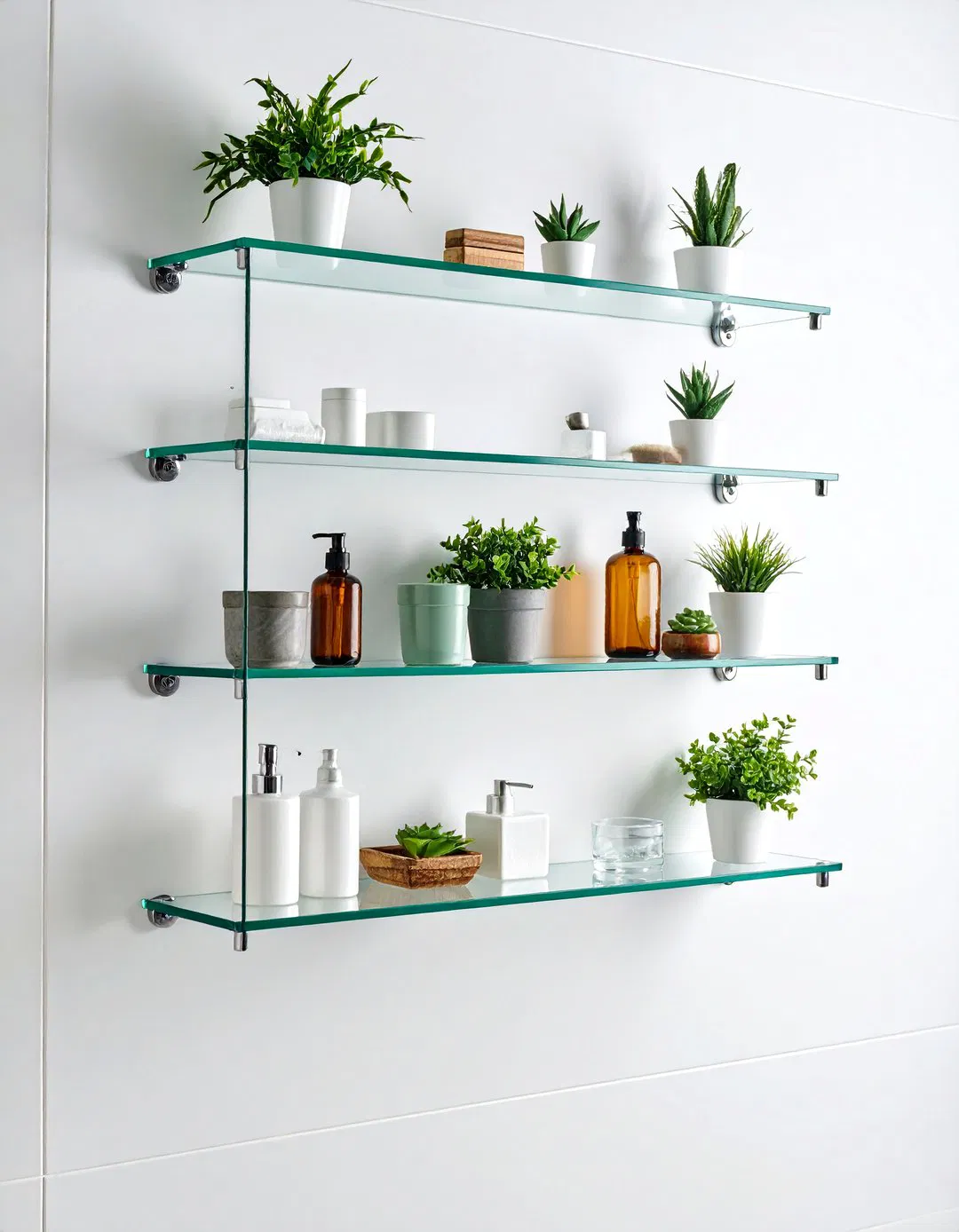 Floating Glass Shelves - Small Bathroom Storage Ideas