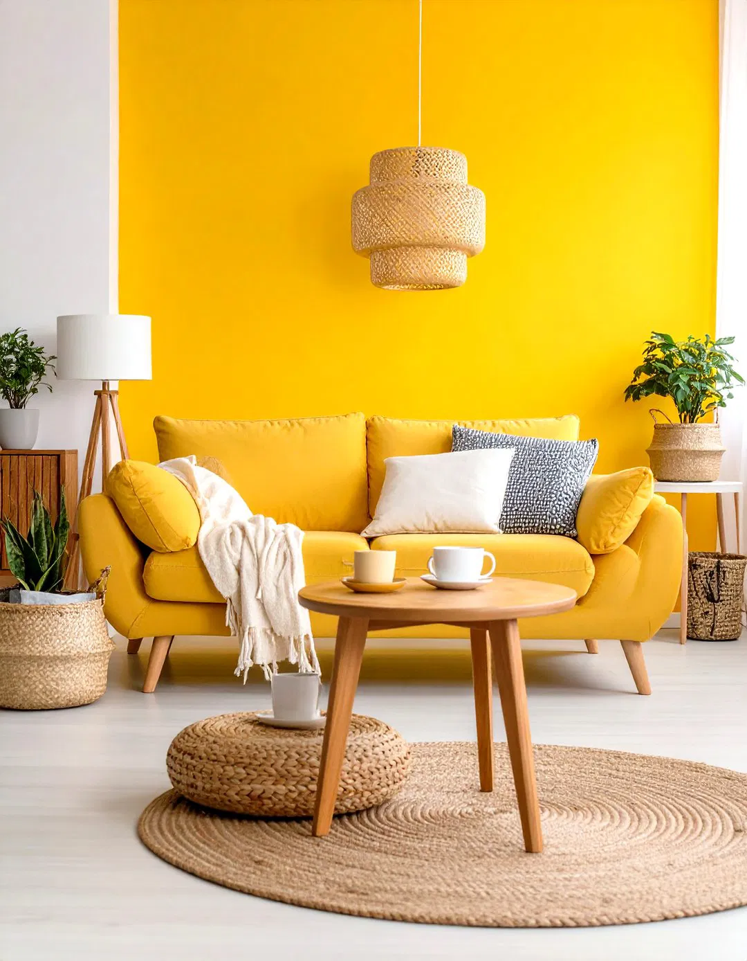 Mustard Yellow Accent Wall Living Room